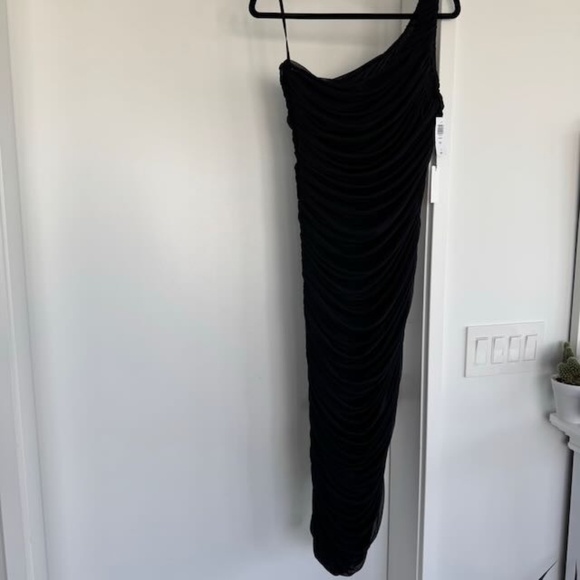 NWT - BABATON/ ARITZIA -  LUXOR ONE-SHOULDER DRESS Black Size 10 - Picture 3 of 5